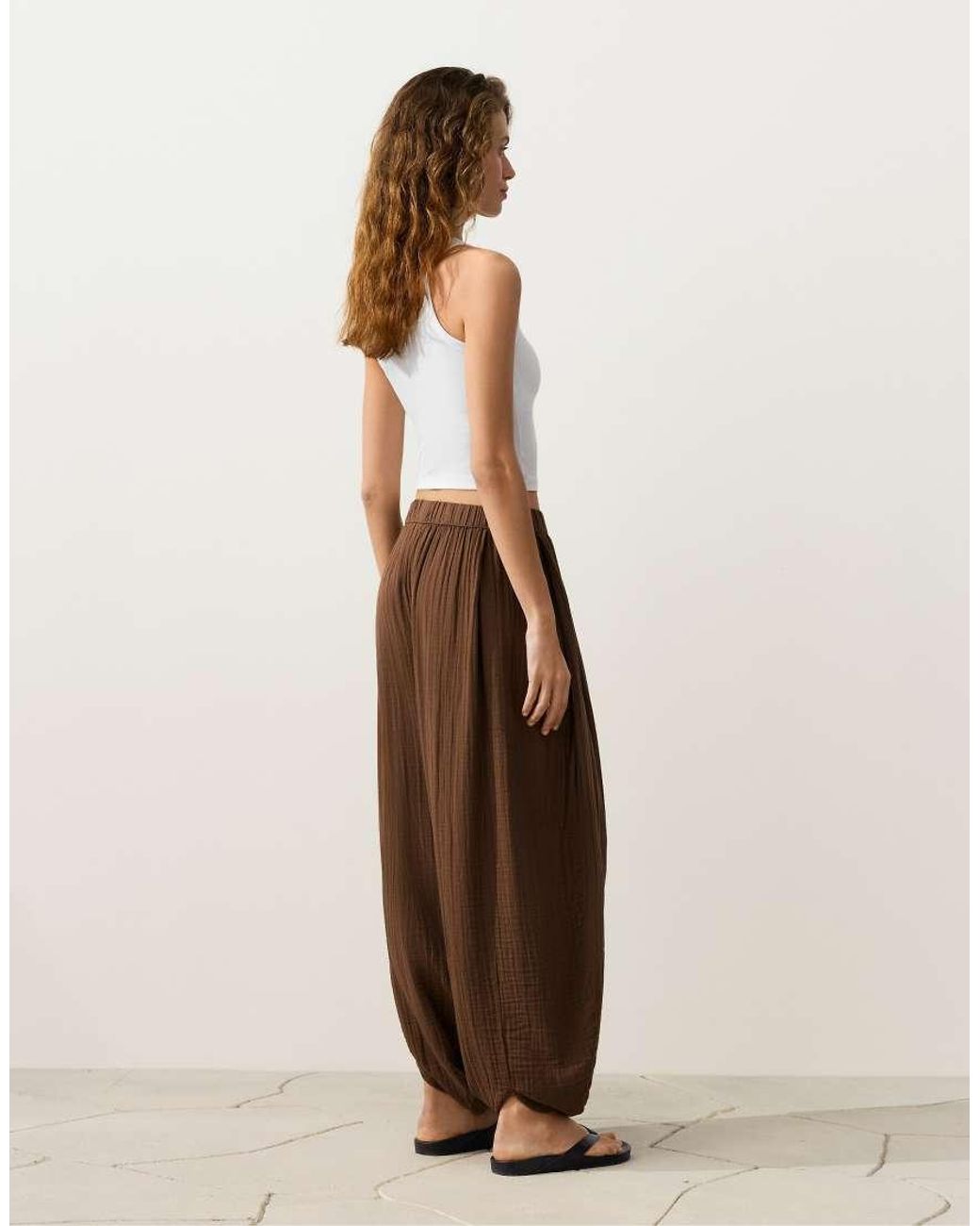 Oysho Black 100% Cotton Balloon Trousers