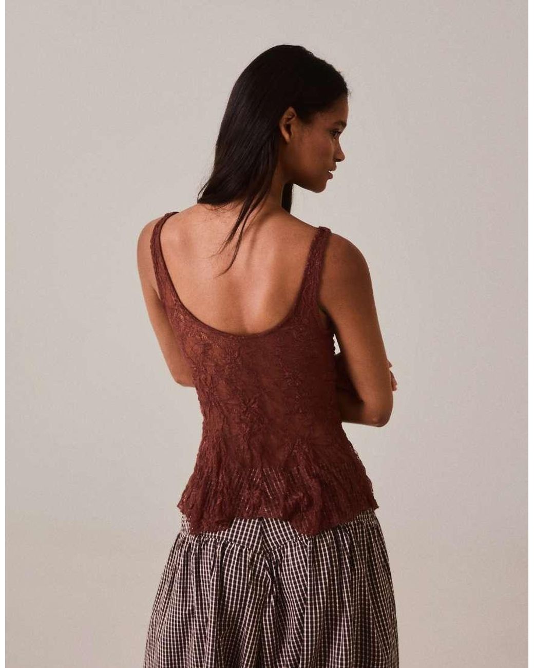 Bershka Brown Lace Camisole