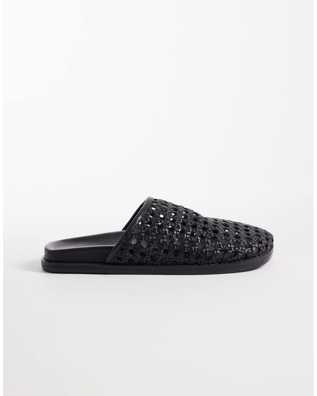 Walk London Black Lara Weave Mule