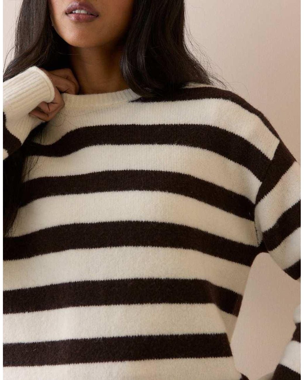 Nobody's Child Natural Striped Crew Neck Jumper