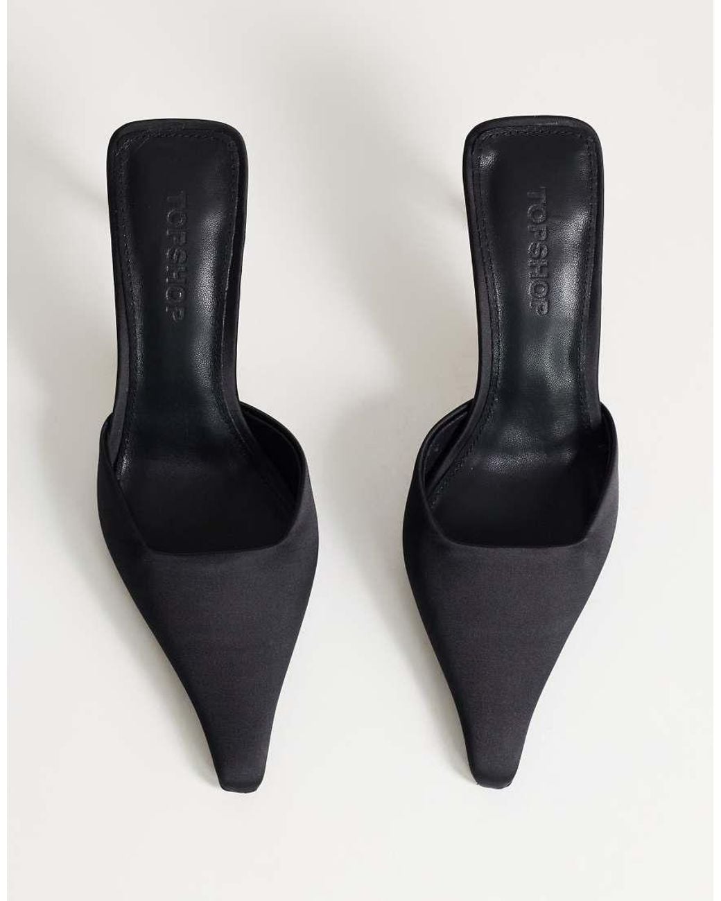 TOPSHOP Black Alfie Pointed Heeled Court