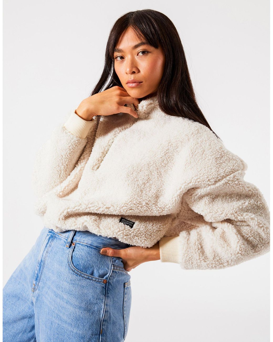 Dr. Denim Boxy Fit Half Zip Borg Pull 