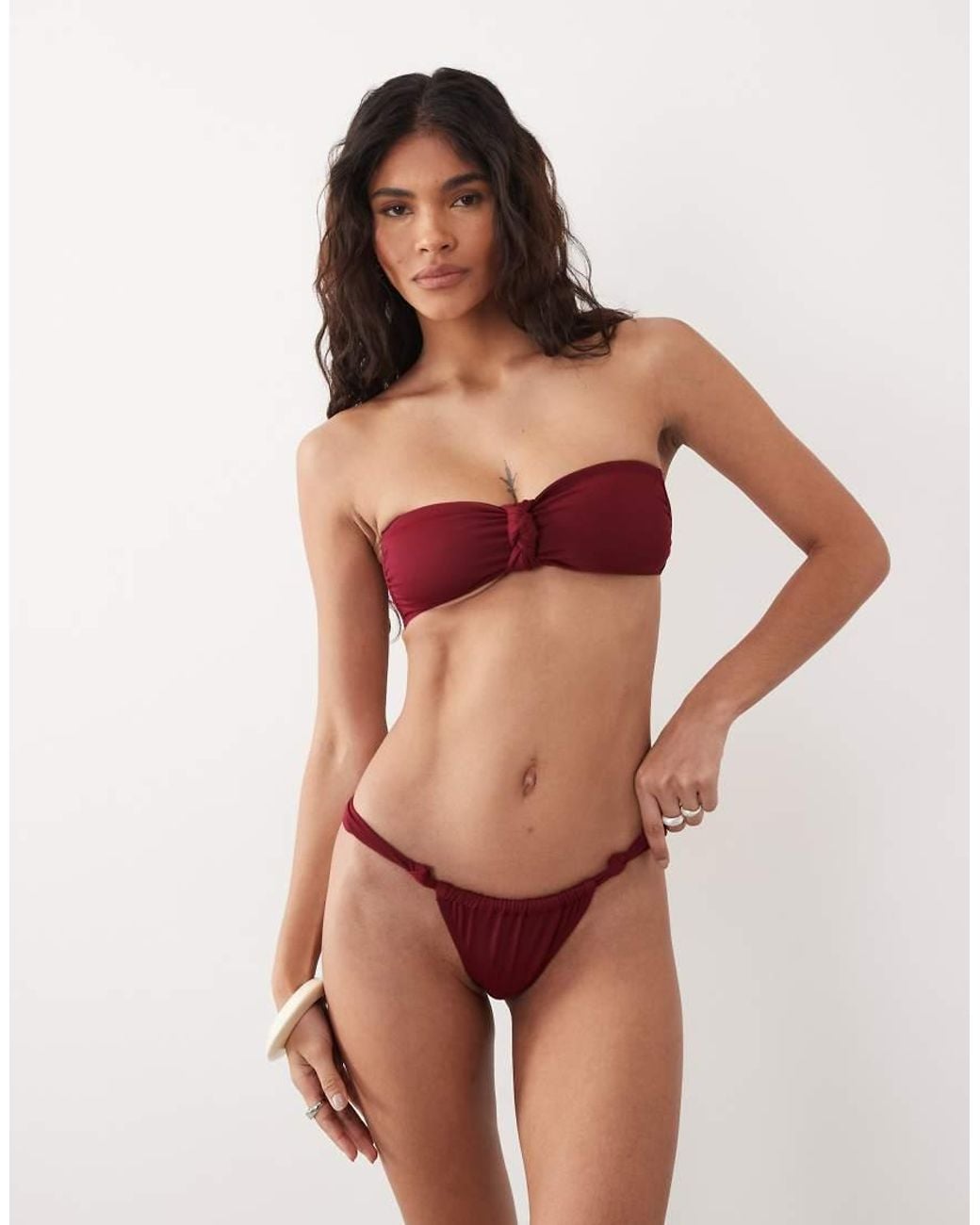 ASOS Red Martina Knot Bandeau Bikini Top