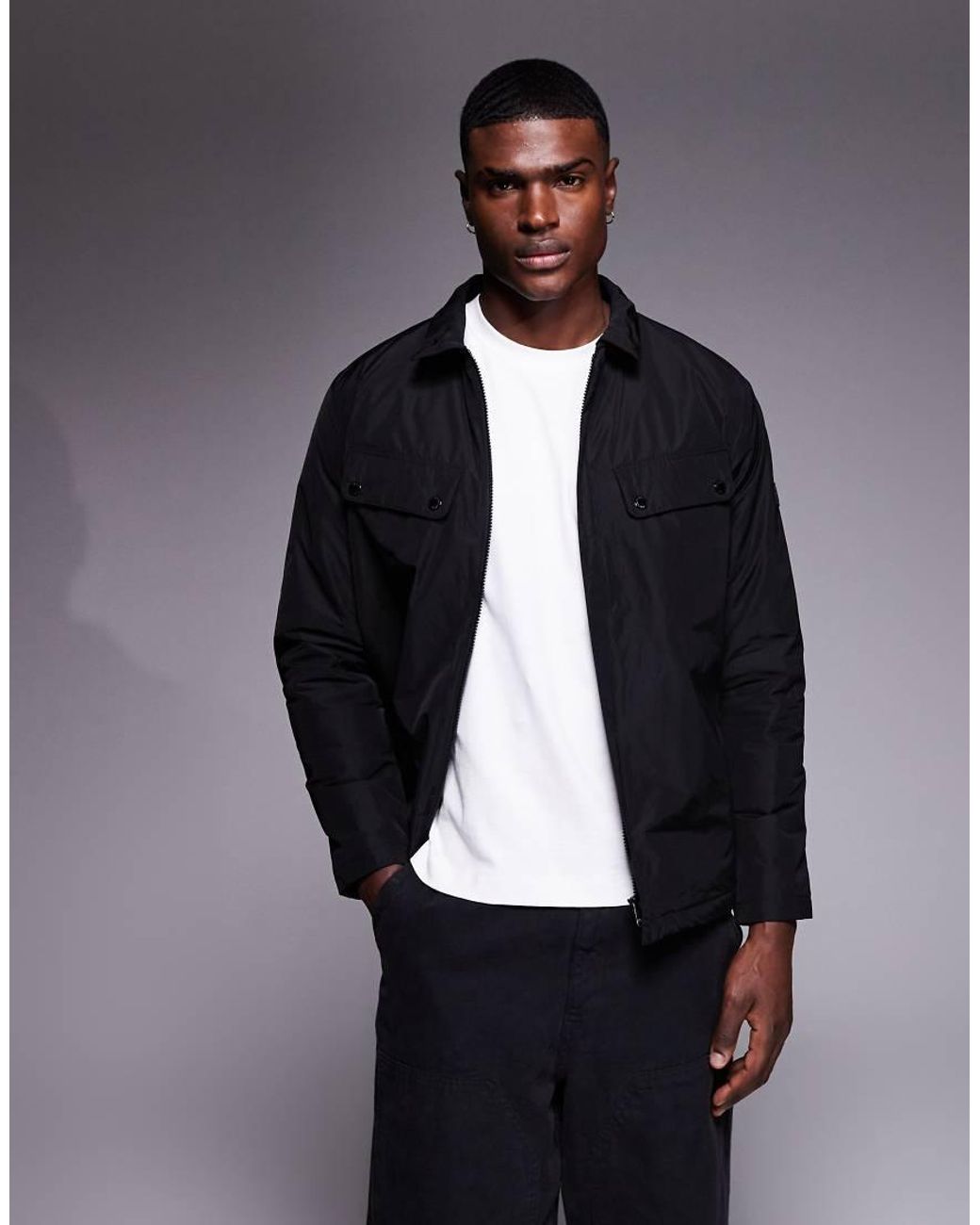 Barbour Blue Padded Ariel Shirt Jacket for men