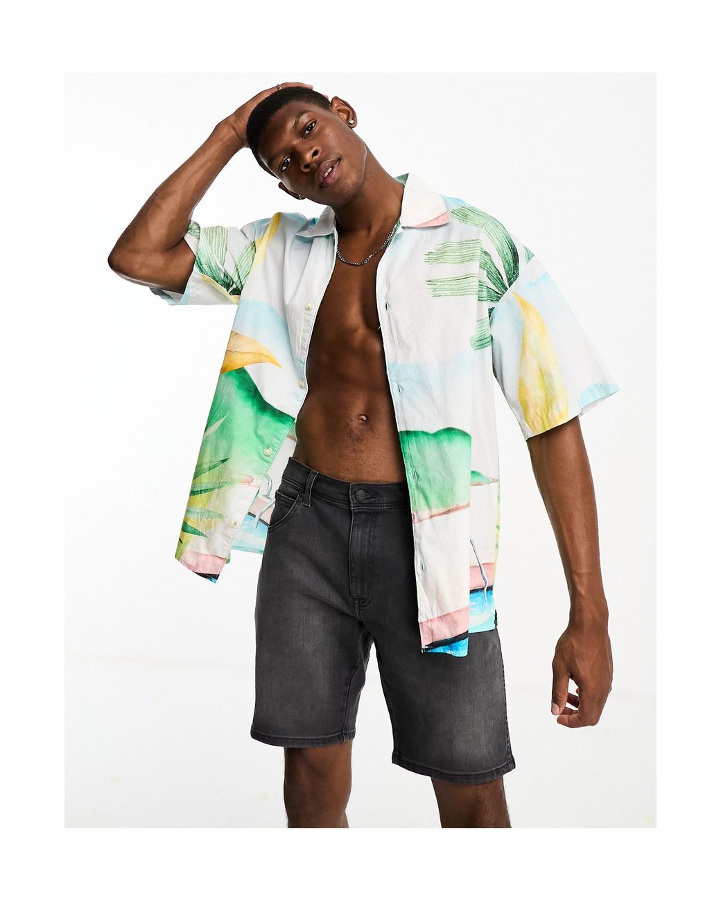 Originals - camicia oversize con rever e stampa panoramica di piscina da  Uomo di Jack & Jones in Blu | Lyst