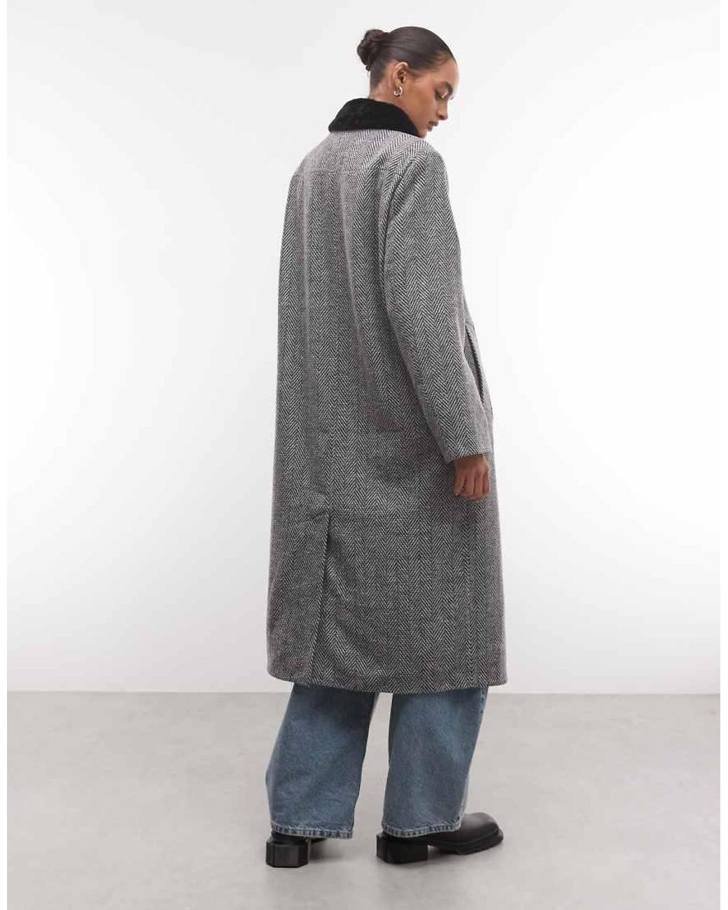 Reclaimed Vintage Gray Oversized Wool Look Dad Coat