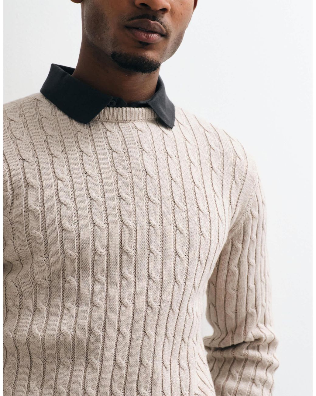 Blend Zopfpullover in Natural für Herren