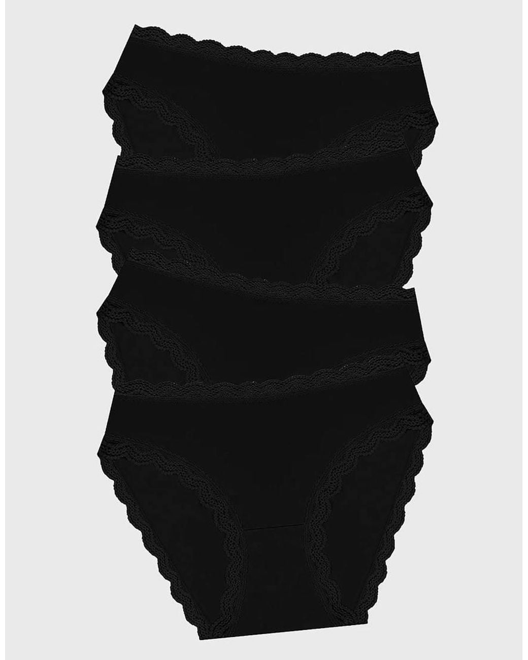Stripe & Stare Black Mid Rise High Leg Knicker Four Pack