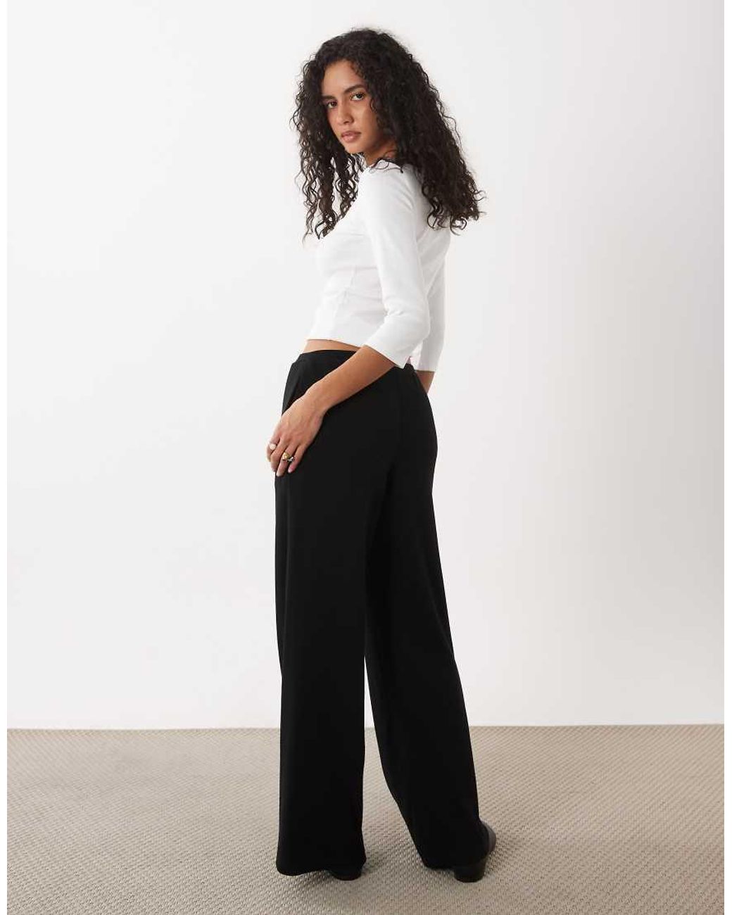 4th & Reckless White Ribbed Wide Leg Pants