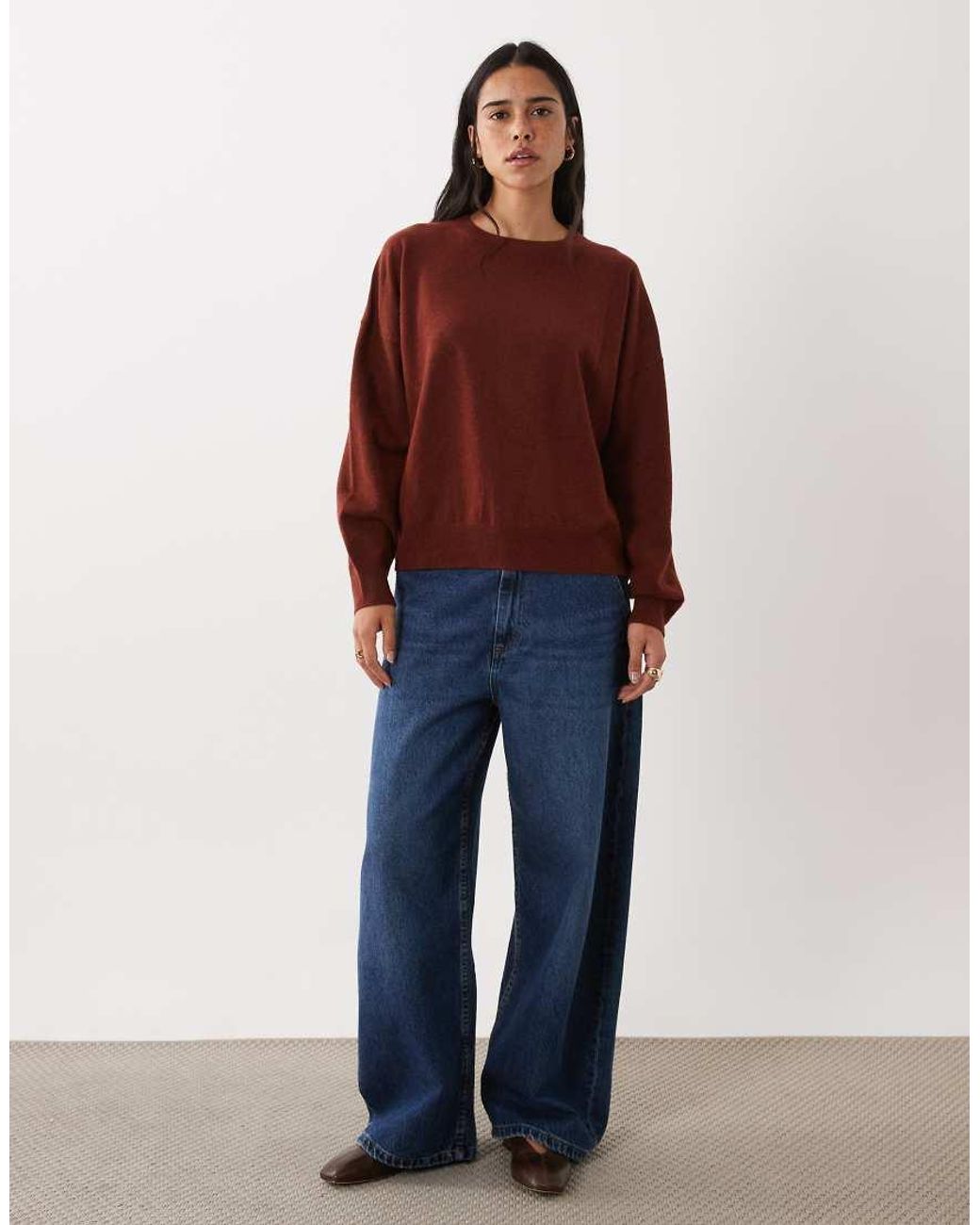 Mango Red Round Neck Fine Knit Jumper