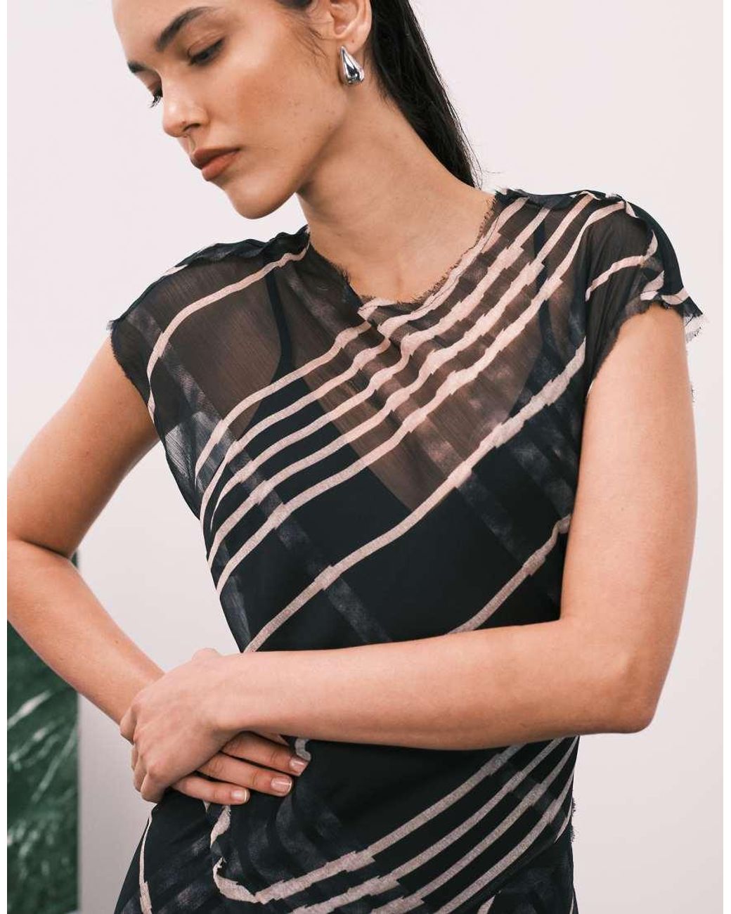 ASOS Multicolor Cap Sleeve Midi Dress With Drop Waist