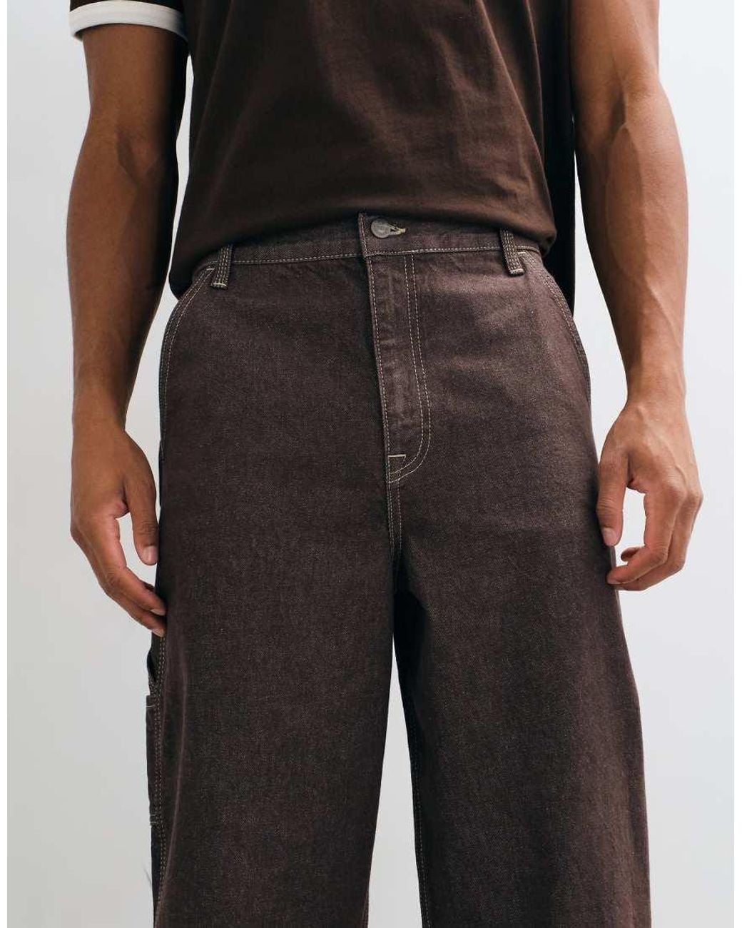 ASOS Brown Loose Carpenter Jeans for men