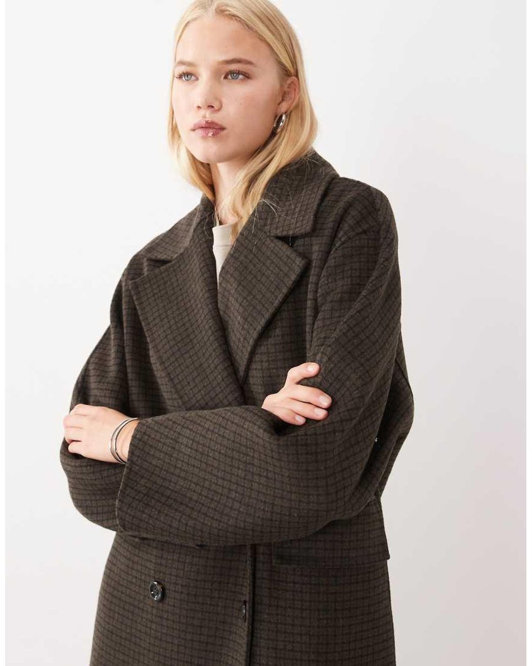 Mango Brown Wool Mix Double Breasted Midi Coat
