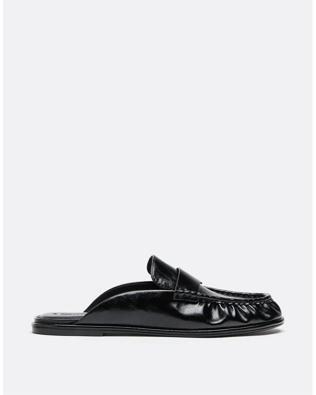 Stradivarius White Leather-Effect Mule Loafers