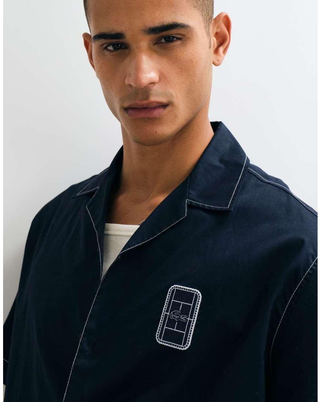 Lacoste Blue Short Sleeve Button Through Logo Polo Shirt for men