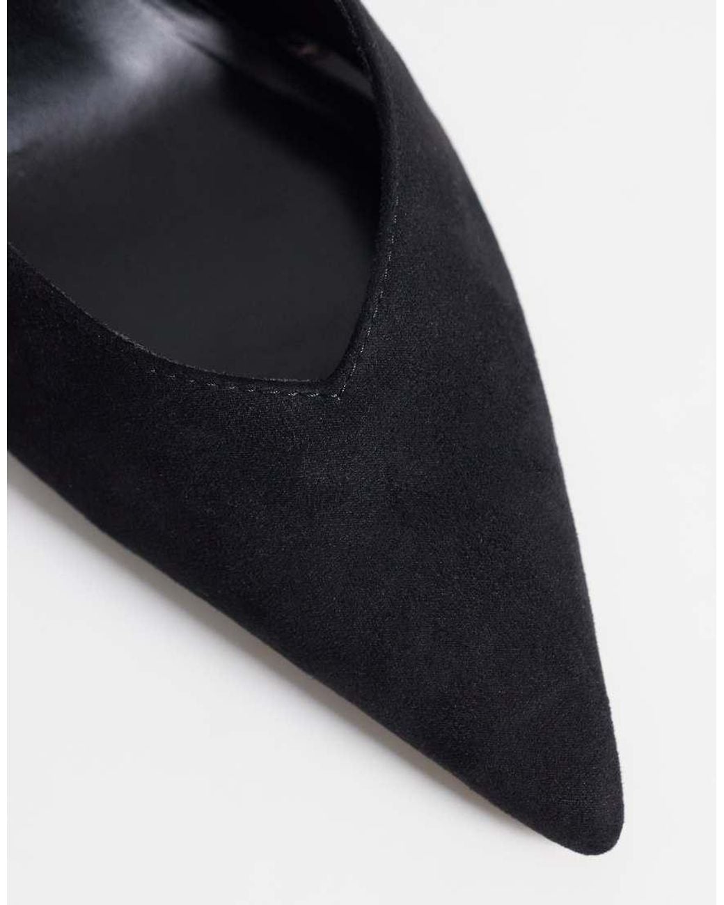 Asos Design Wide Fit Black Panda High Block Heel Court Shoes
