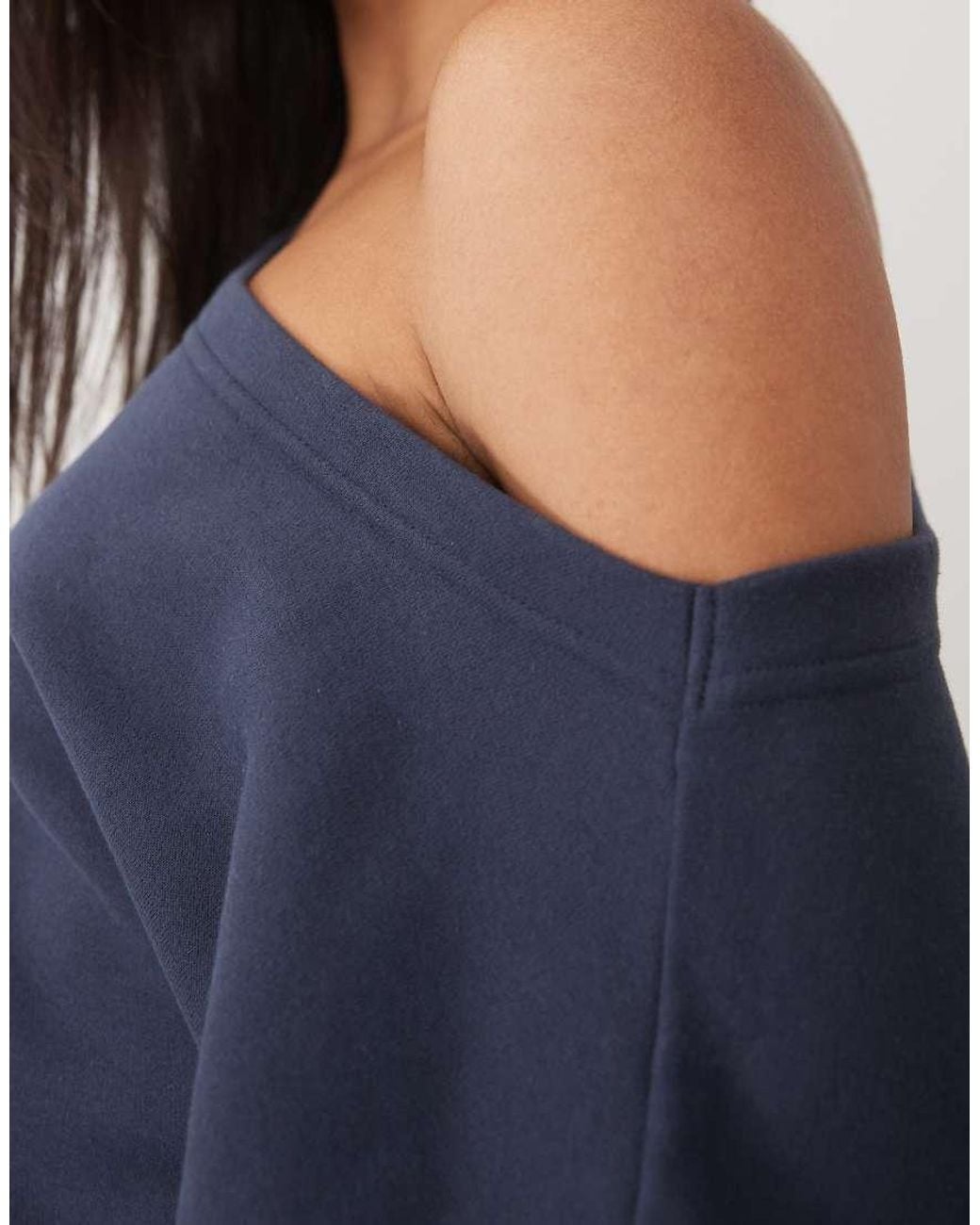Cotton On Blue Relaxed Off The Shoulder Sweatshirt