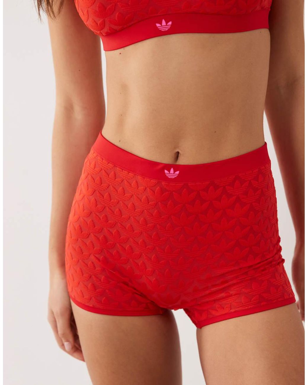 Adidas Red Originals Microterrot Monogram Jersey High Rise Shortie