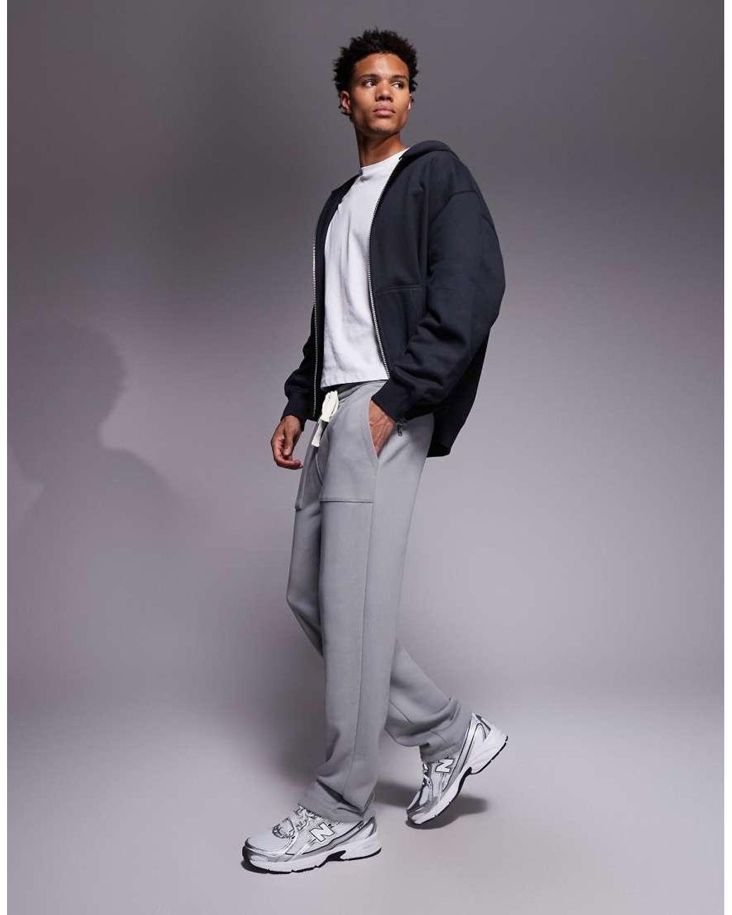 ASOS Gray Straight Leg Heavyweight Jogger for men