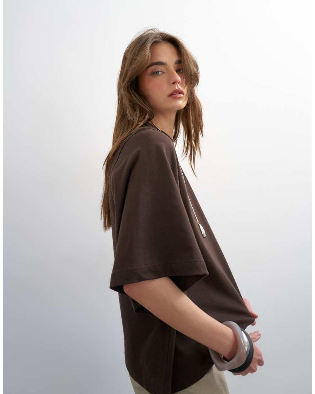 TOPSHOP Brown Batwing T-Shirt