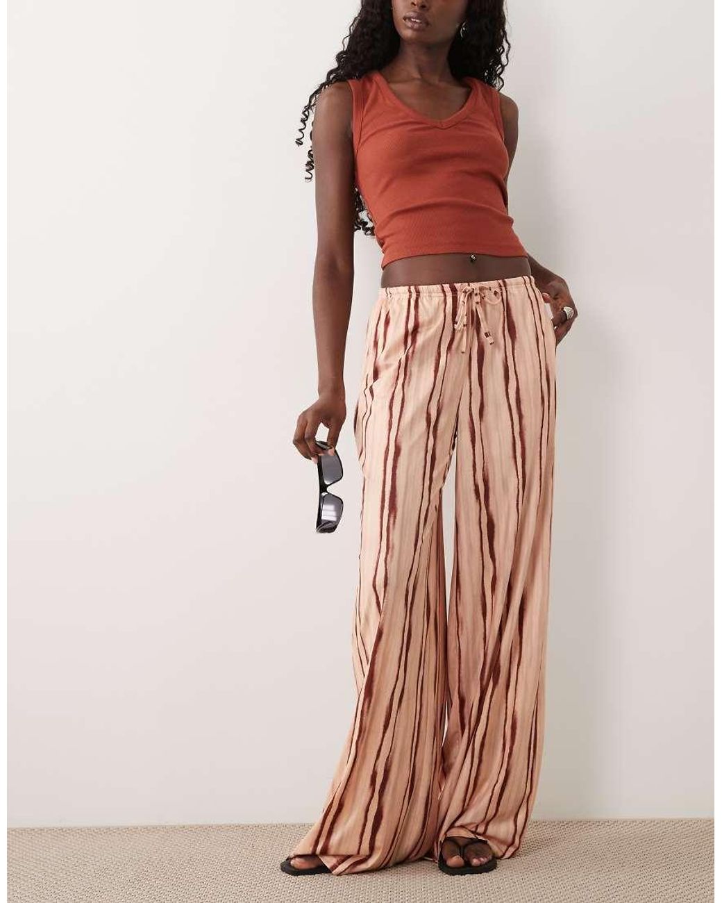 Missy Empire Pink Soft Floaty Wide Leg Drawstring Trousers
