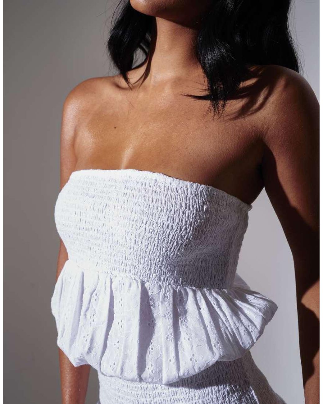 South Beach White Brodiere Smocked Mini Dress