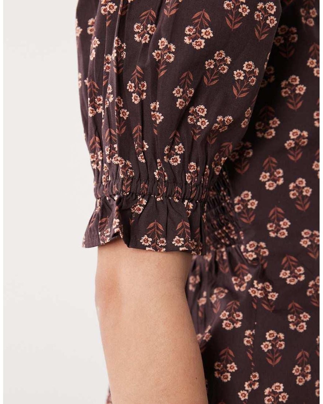 Miss Selfridge Brown Button Front Mini Dress