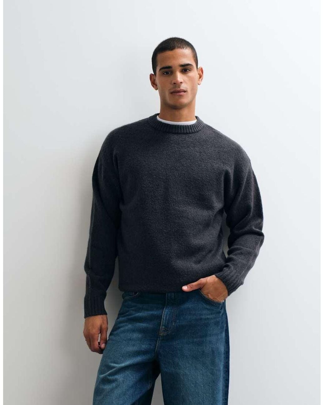 Jack & Jones Blue Oversized Fluffy Jumper for men