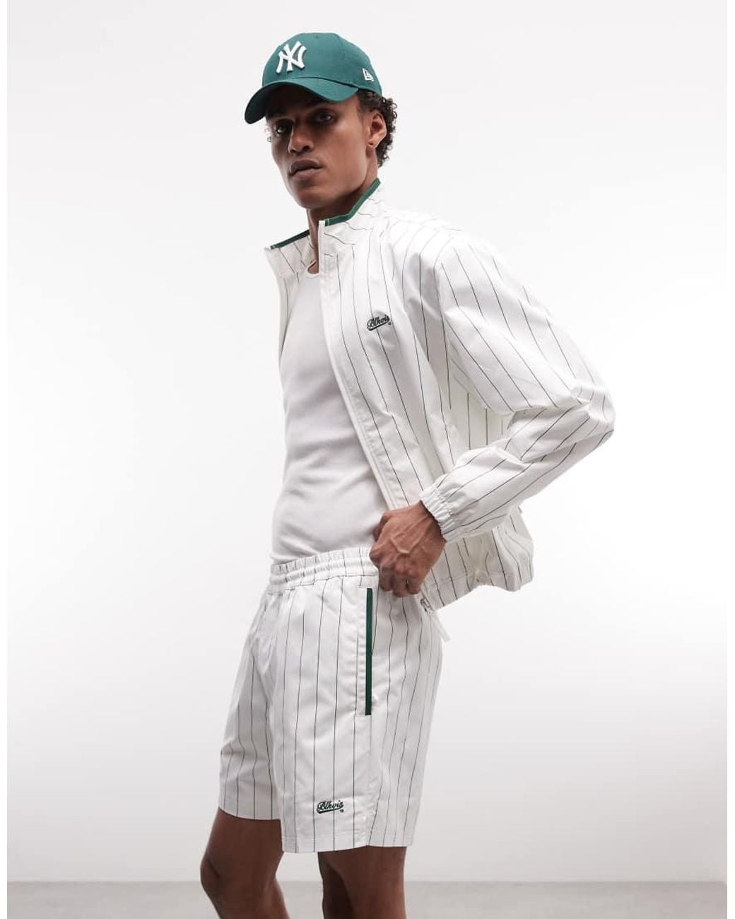 BLKVIS White Striped Track Short Co-ord for men