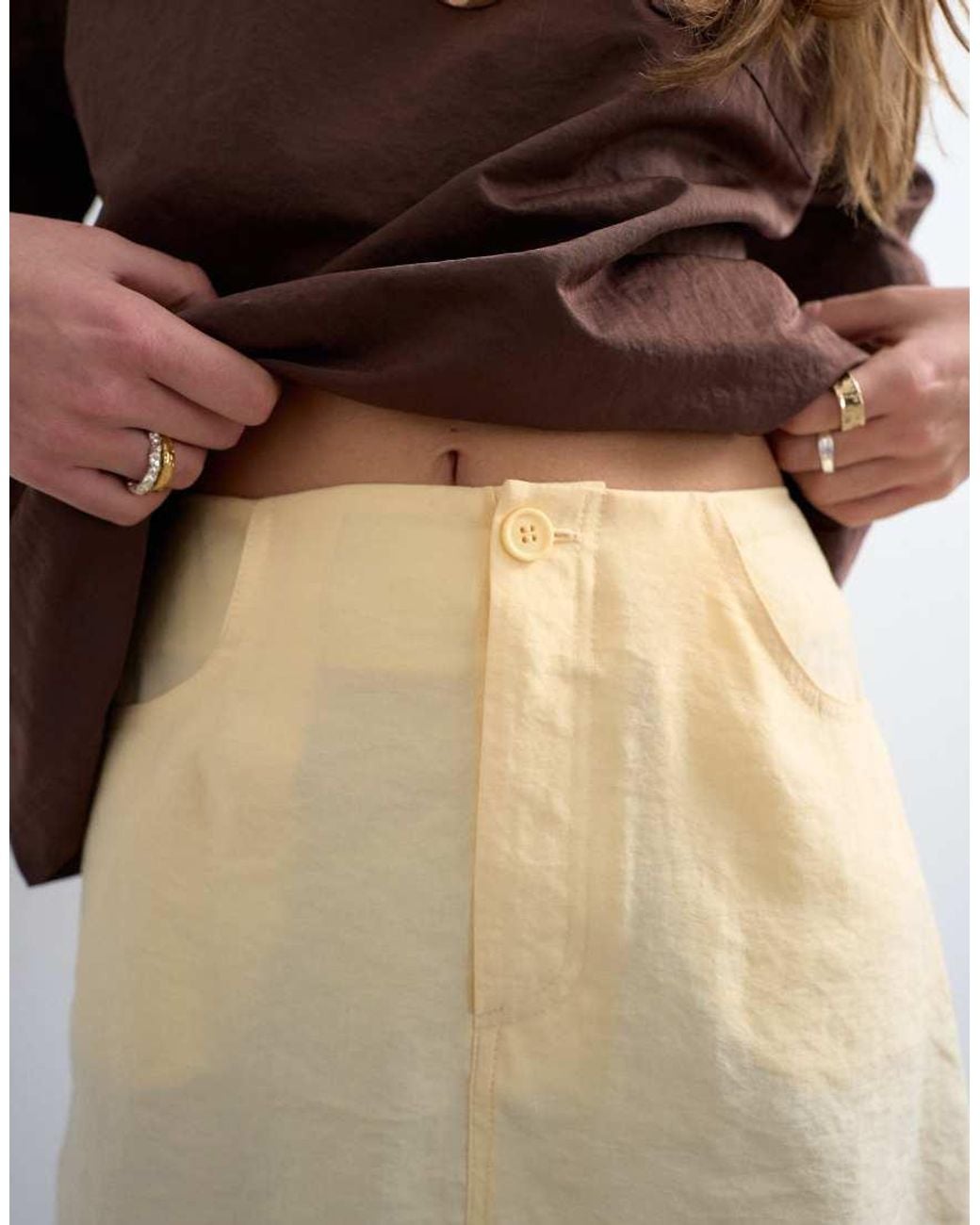 TOPSHOP Brown Super Soft Cupro Mini Skirt