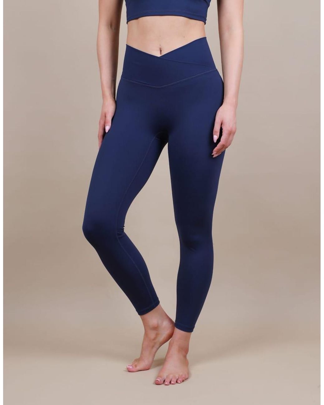 SIMMI Blue V Front Sculpt Ankle Length Leggings