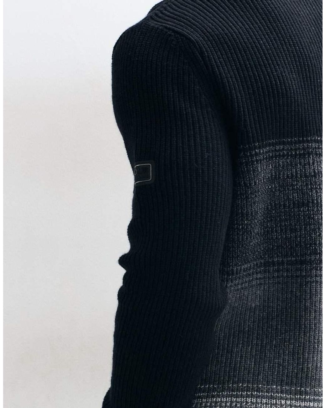 Barbour Blue Raynes Wool Blend Stripe Crew Neck Jumper for men