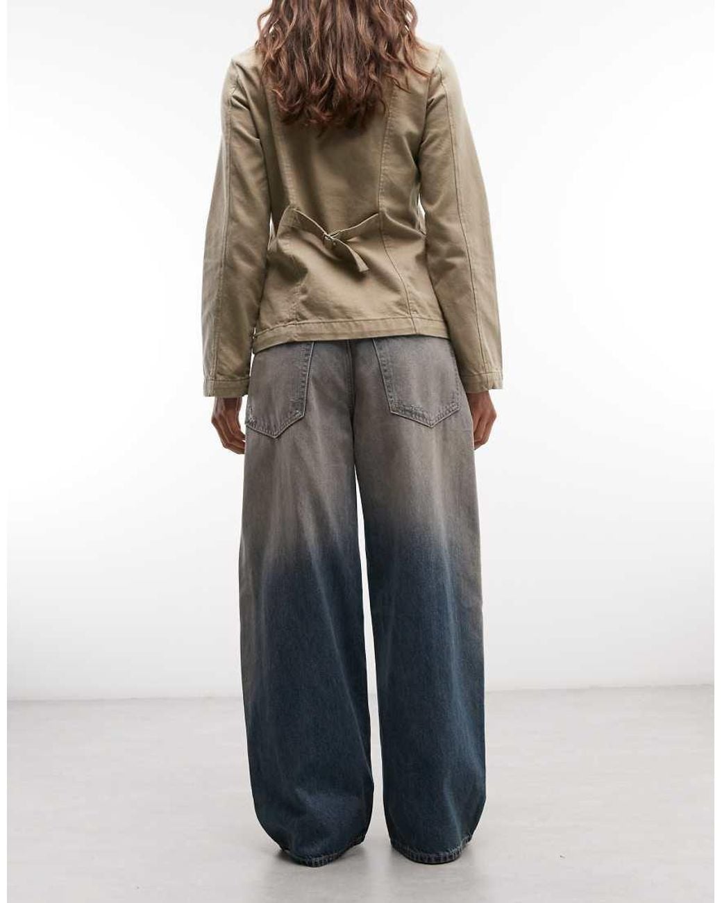 Weekday Natural Low Waist baggy Wide Leg Jeans With Distressed Details