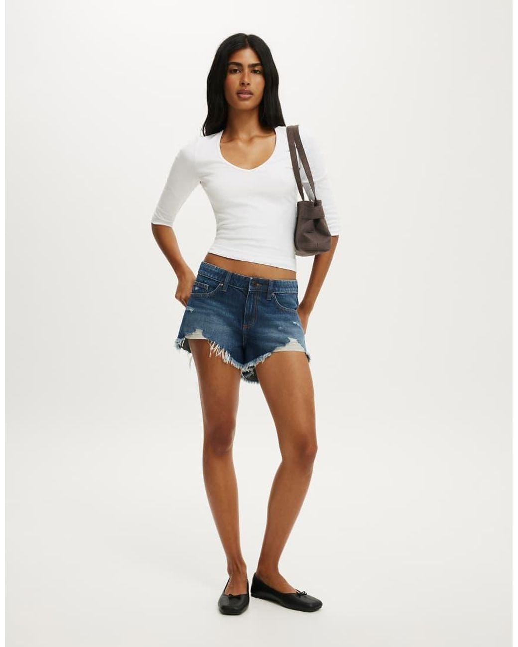 Cotton On White Saturday Denim Short