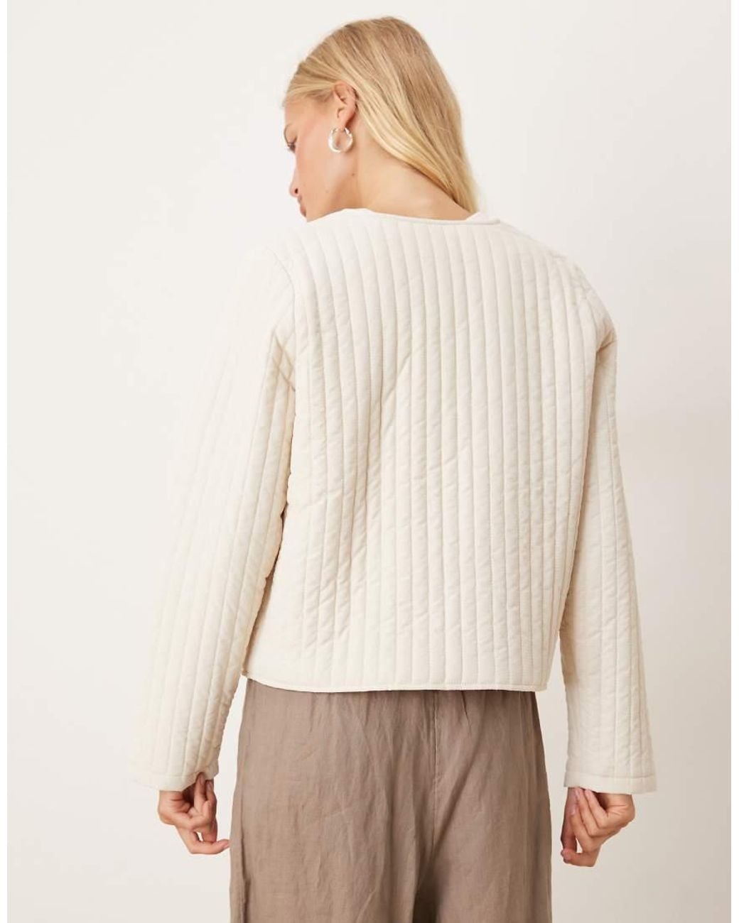 Vila Natural Tie Front Quilted Jacket