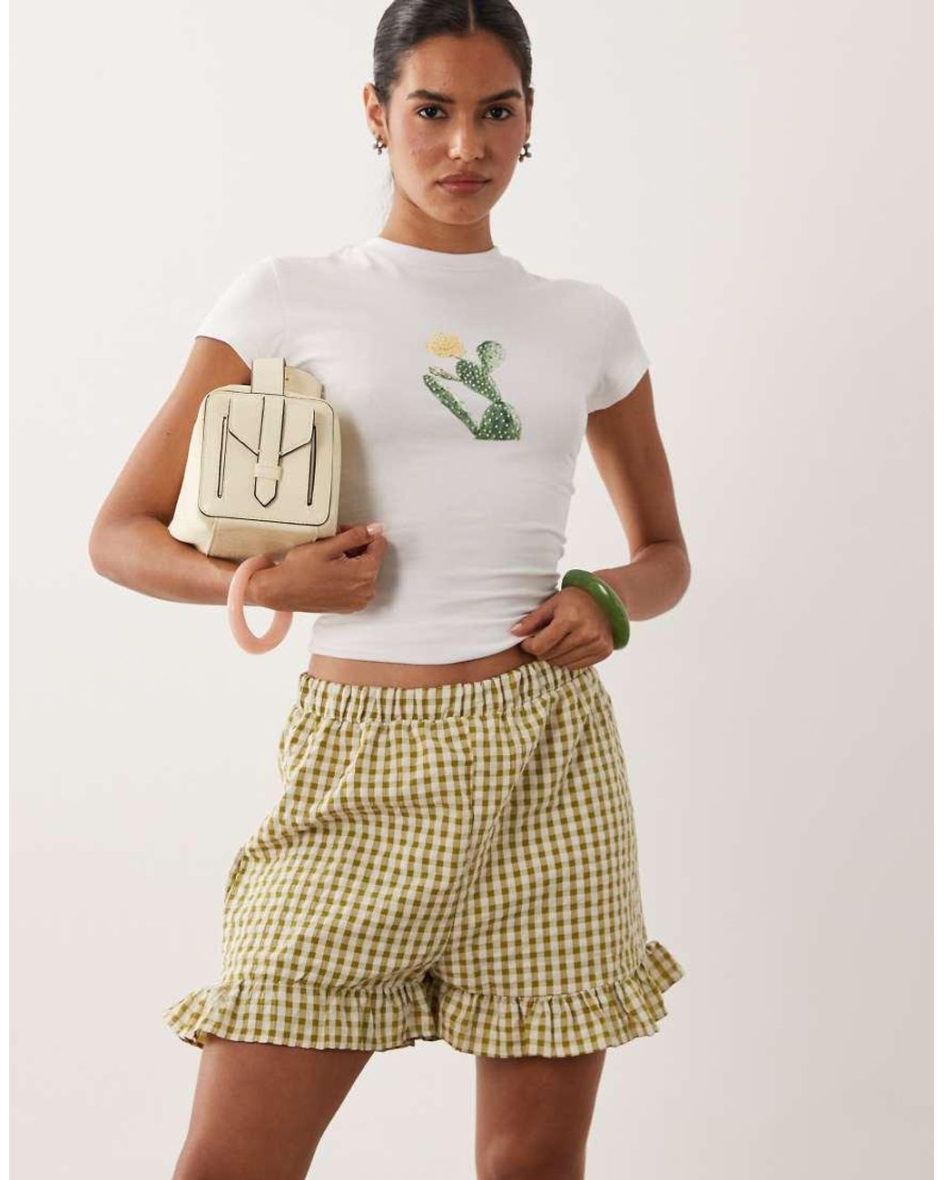 Miss Selfridge Natural Ruffle Mini Short Co-ord