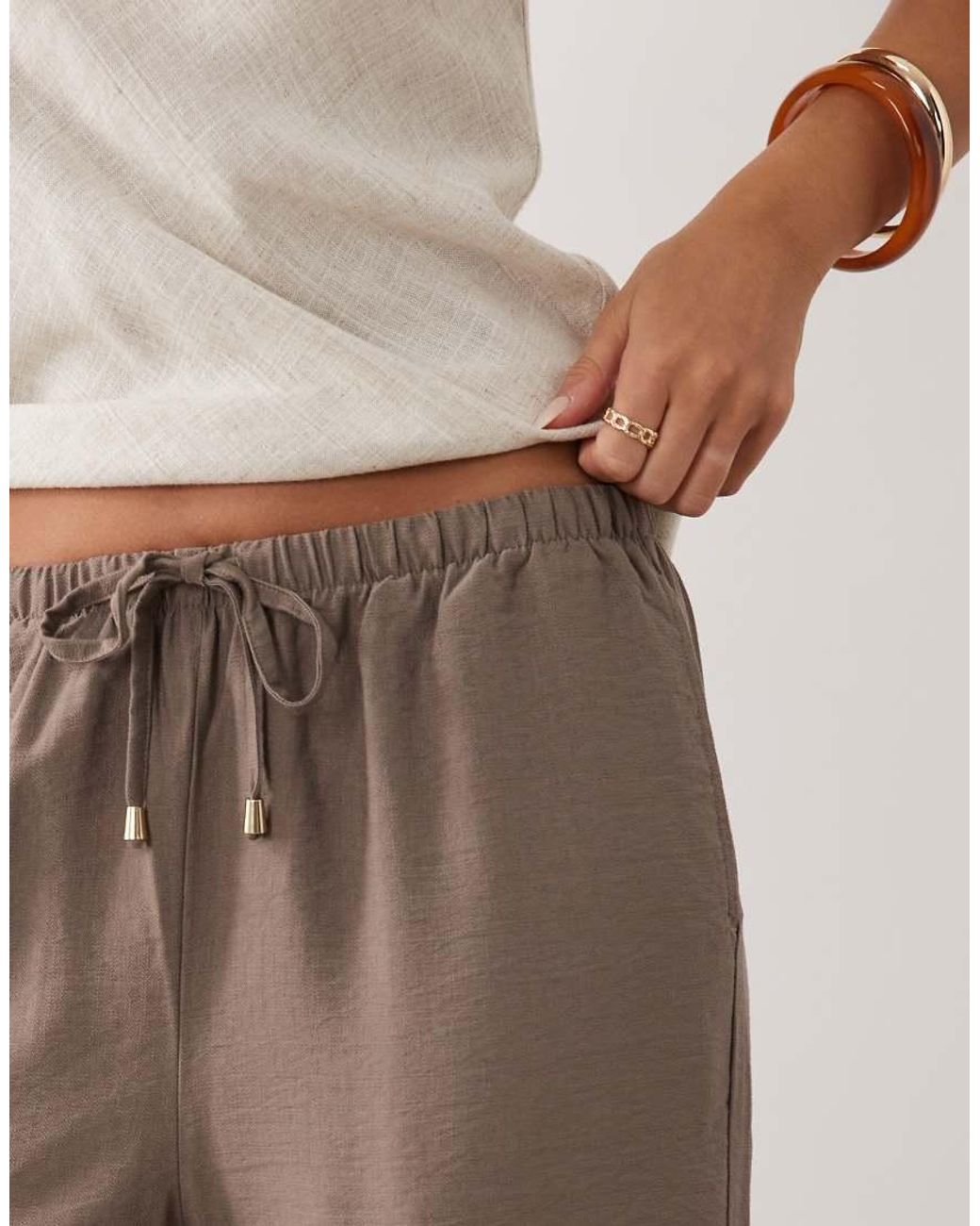 New Look Natural Wide Leg Woven Trousers