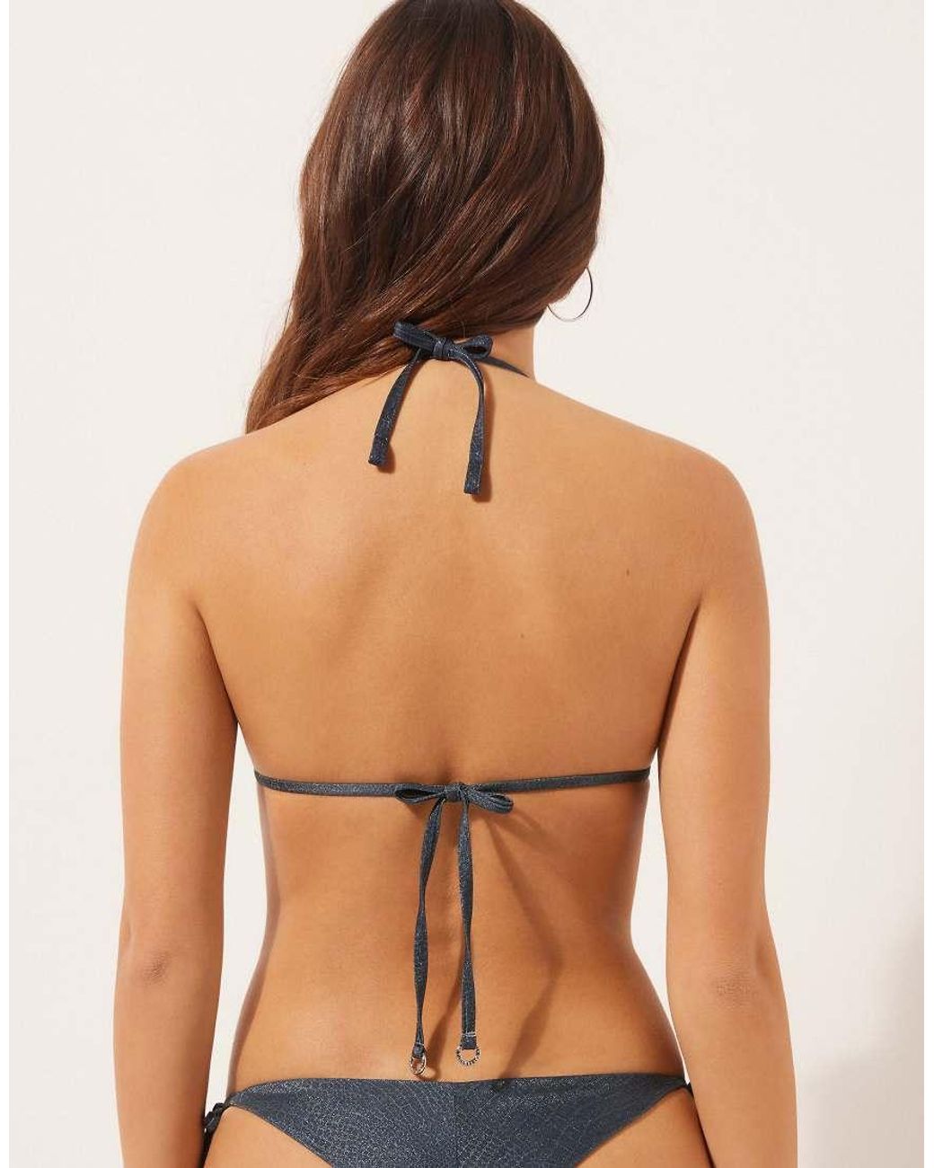 Calzedonia Blue Triangle Bikini Top Glowing Python