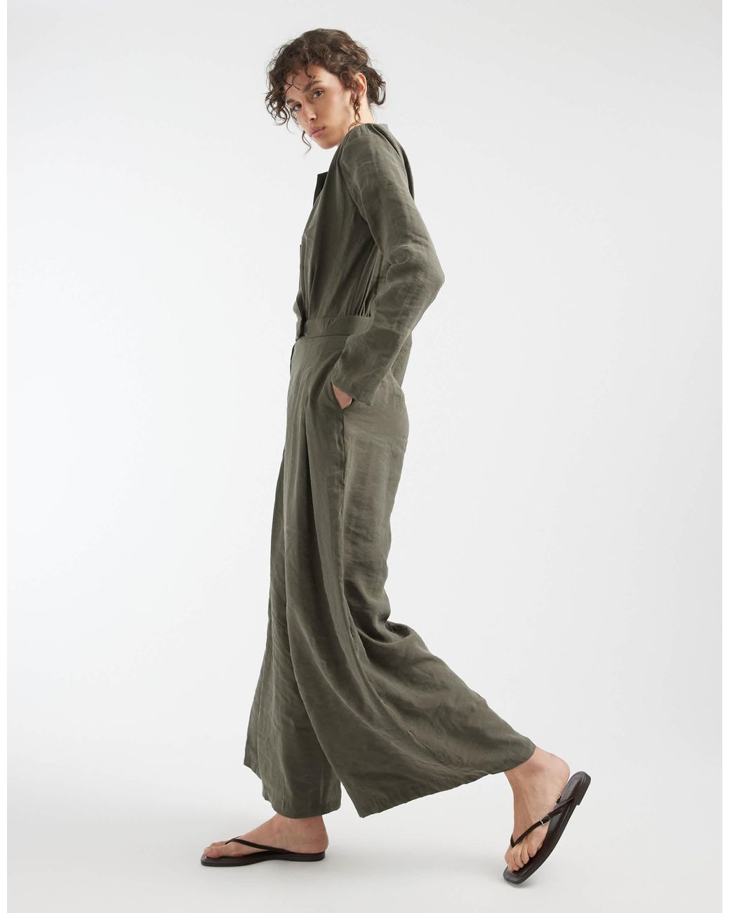 ASOS Green Cupro Wrap Jumpsuit
