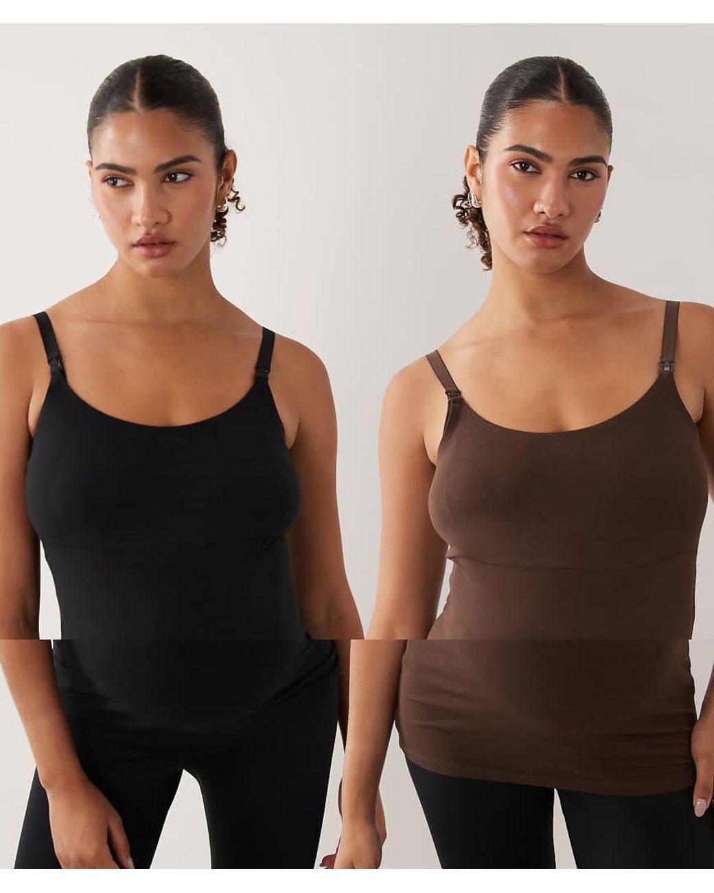 Mama.licious Black Mamalicious Maternity 2 Pack Seamless Cami Top