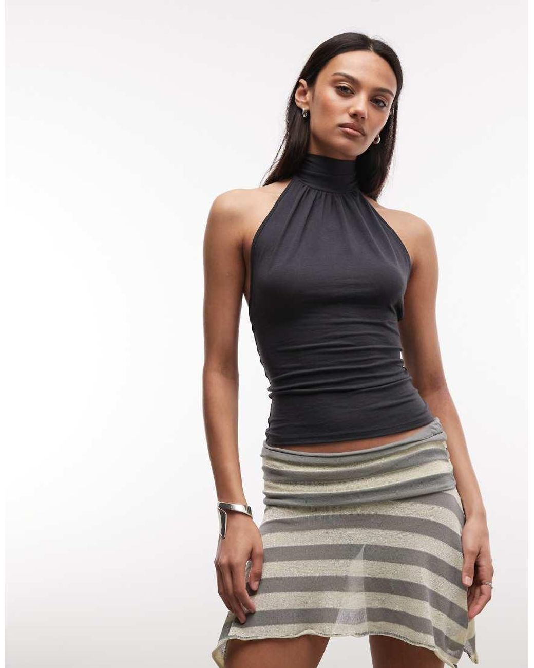 Weekday Black Halterneck Top With Open Back