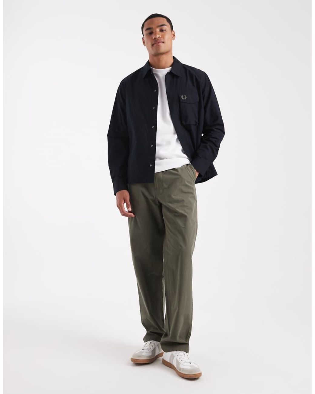 Fred Perry Poplin Overshirt in het Blue voor heren