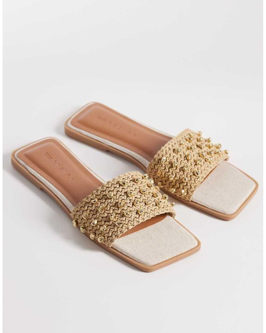 ASOS White Frida Flat Sandals With Coloured Beads-neutral