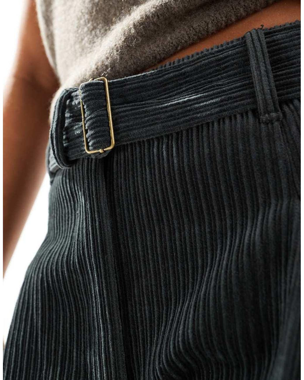 ASOS Blue Cord Barrel Leg Trousers With Belt