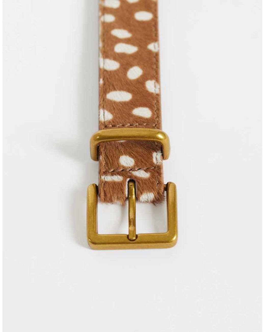 ASOS White Asos Deisgn Hair On Leather Belt With Square Buckle