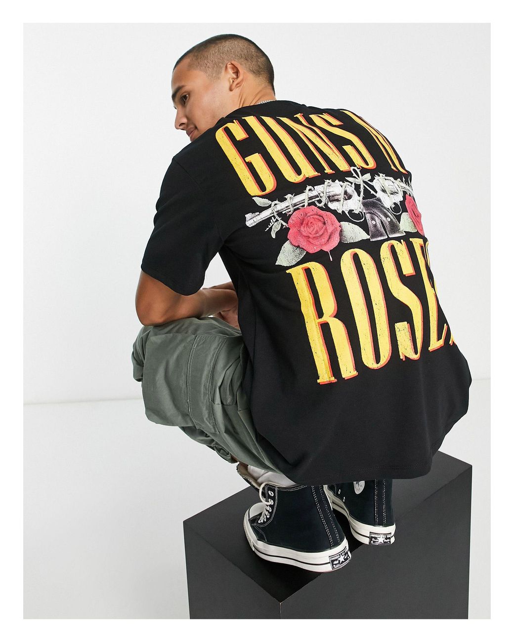 Pull&Bear Guns N' Roses T-shirt in Gray for Men | Lyst