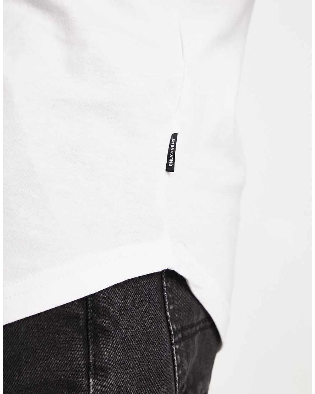 Pack De 3 Camisetas Blancas Con Bajo Redondeado De Only & Sons de hombre de color White