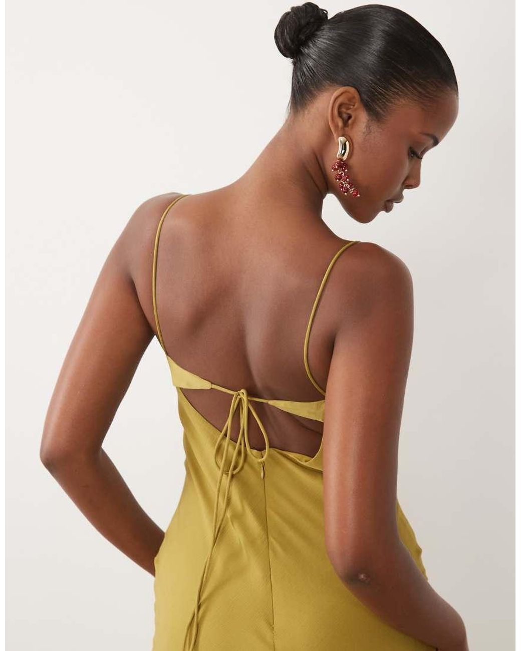 ASOS Metallic Satin Bust Bias Cut Maxi Dress