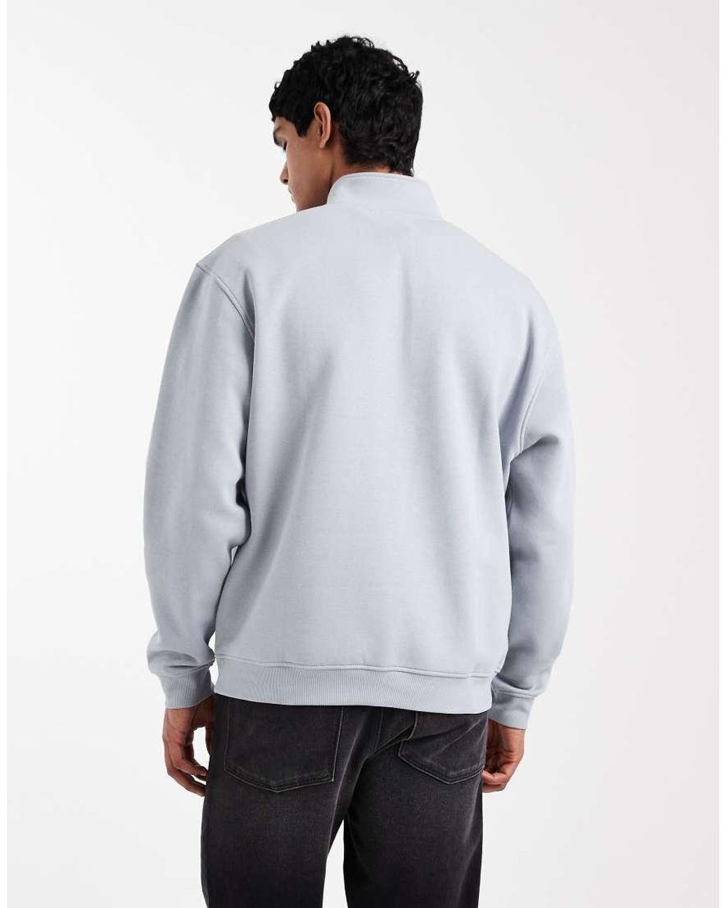 ASOS Gray Essentials Oversized Quarter Zip for men