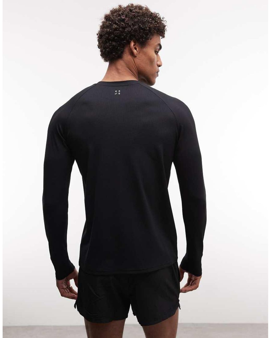 4505 Black Lightweight Performance Waffle Henley Long Sleeve With Quick Dry for men